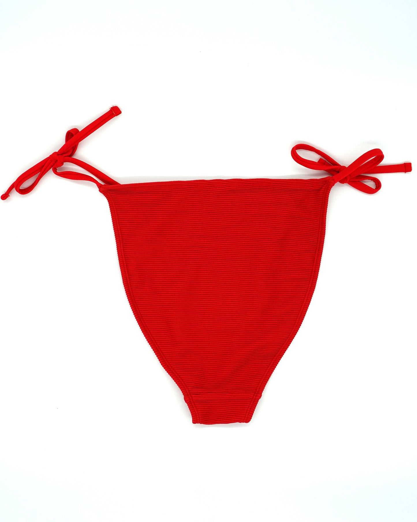 Atolla Tie Side Bikini Pant in Red Ribbed Texture