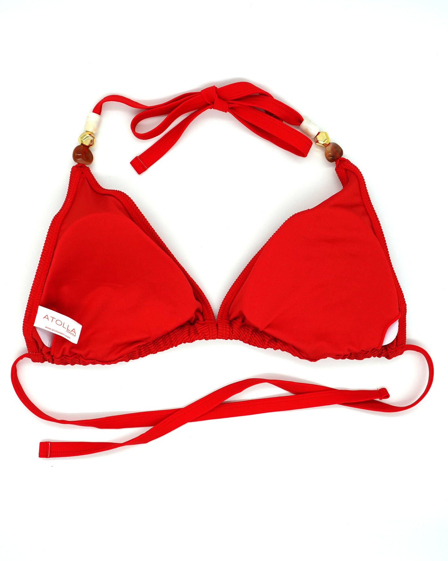 Atolla Fuller Bust Triangle Bikini Top in Red Ribbed Texture DD+