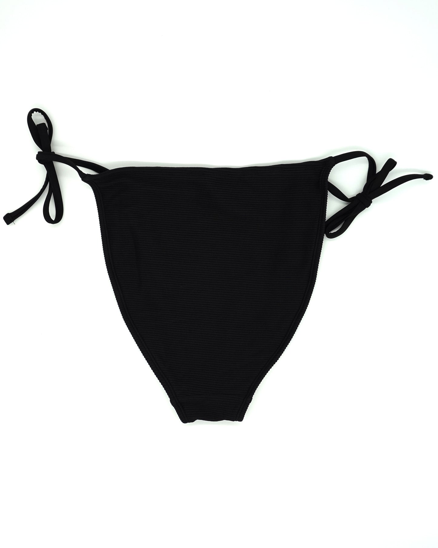 Atolla Tie Side Bikini Pant in Black Ribbed Texture