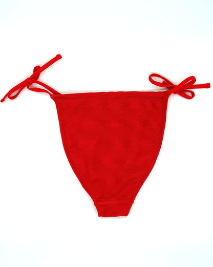 Atolla Tie Side Bikini Pant in Red Ribbed Texture