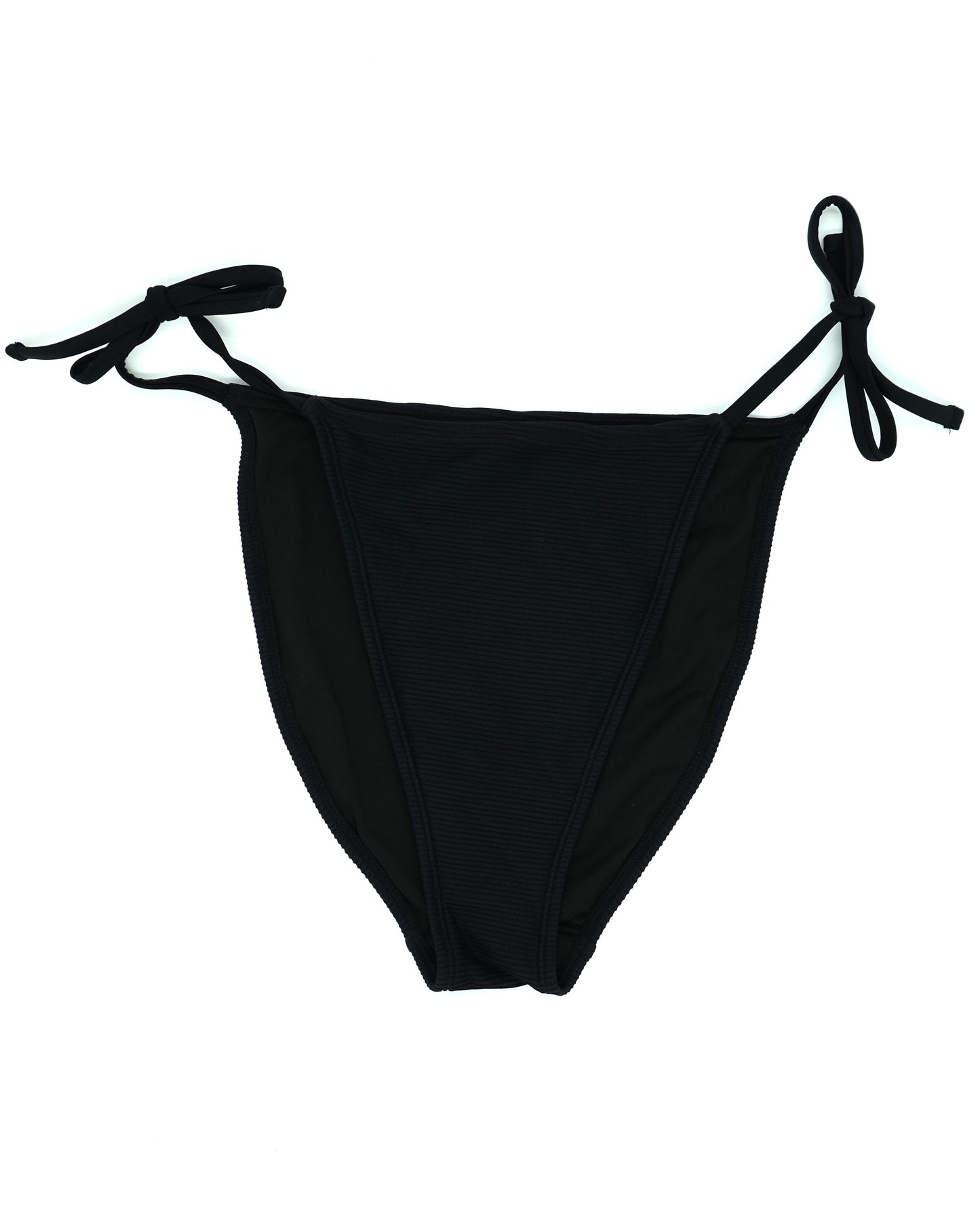 Atolla Tie Side Bikini Pant in Black Ribbed Texture