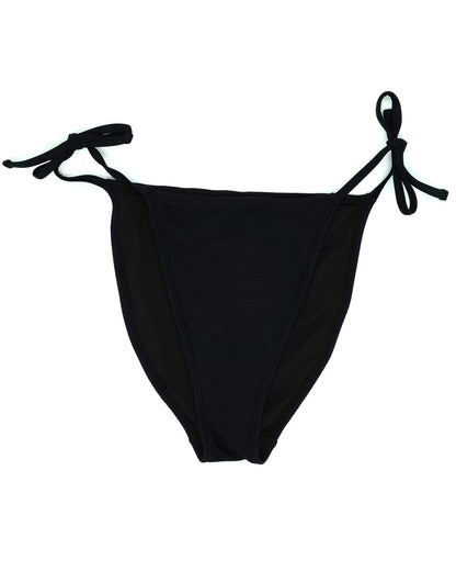 Atolla Tie Side Bikini Pant in Black Ribbed Texture